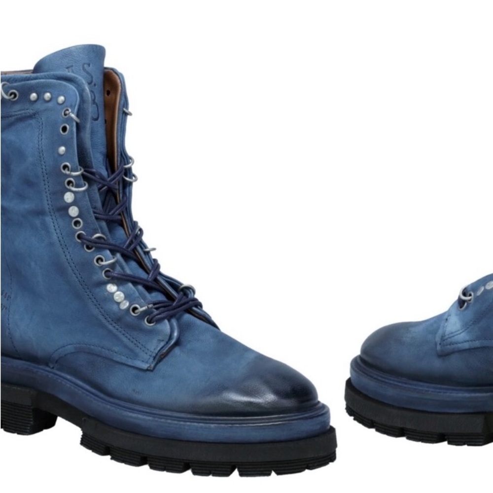 NEW A.S.98 Hubie Denim Blue Combat Boots 42/10.5-11
